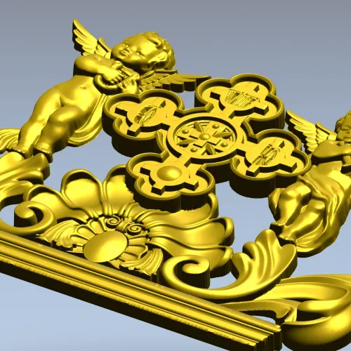 Ангельский картуш с крестом - 3D модель STL для ЧПУ
