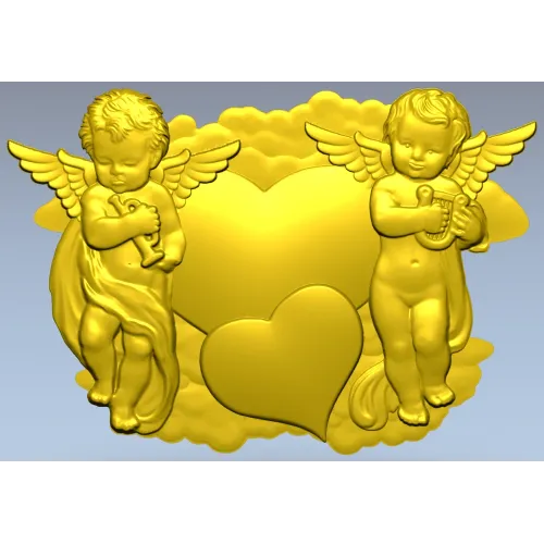 Сердечный дуэт ангелов - 3D модель STL для ЧПУ