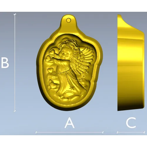 Ангел-Хранитель - STL модель медальона для ЧПУ