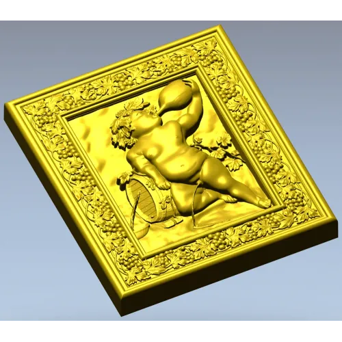 Резное панно "Виноградный путто" - 3D STL для ЧПУ