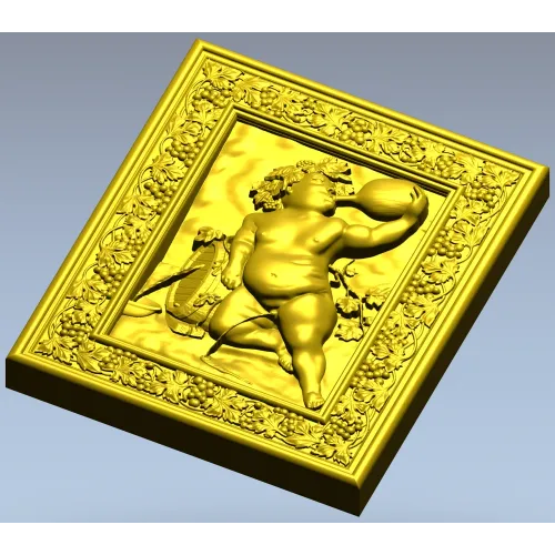 Резное панно "Виноградный путто" - 3D STL для ЧПУ