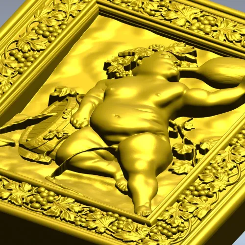 Резное панно "Виноградный путто" - 3D STL для ЧПУ