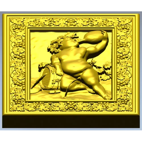 Резное панно "Виноградный путто" - 3D STL для ЧПУ