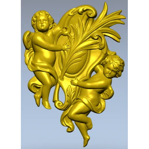 Картуш с ангелами - 3D STL для ЧПУ