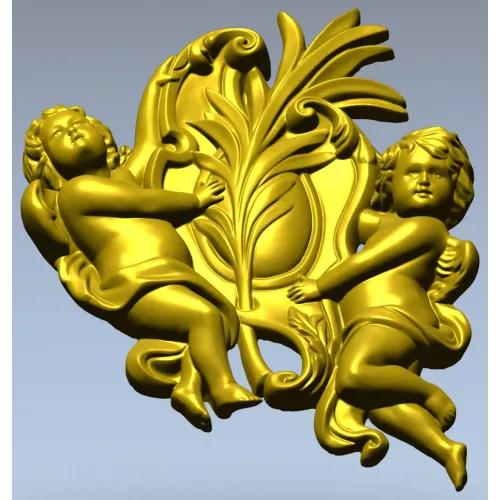 Картуш с ангелами - 3D STL для ЧПУ