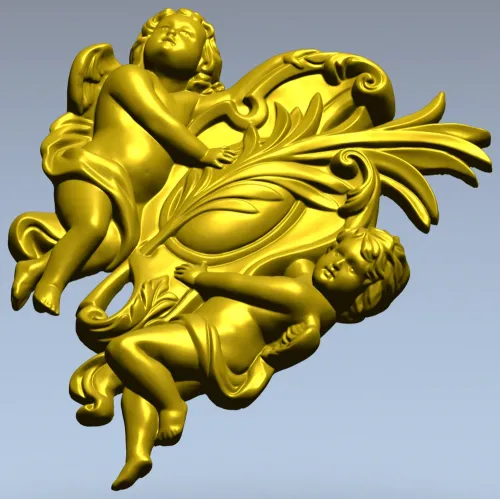 Картуш с ангелами - 3D STL для ЧПУ