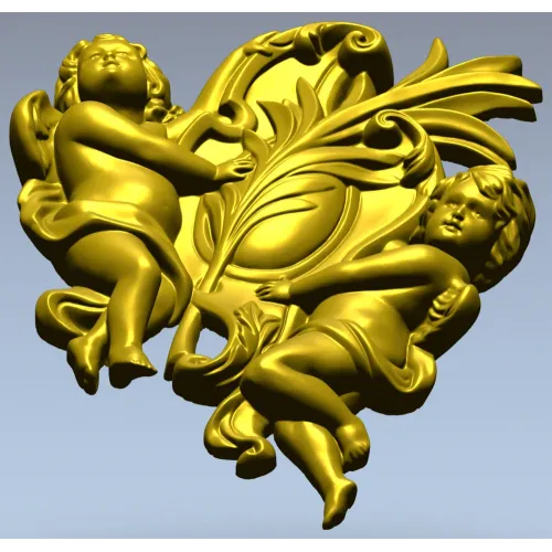 Картуш с ангелами - 3D STL для ЧПУ