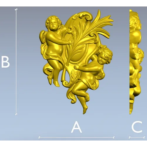 Картуш с ангелами - 3D STL для ЧПУ