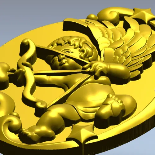 Амур в овальном медальоне - 3D STL модель для ЧПУ