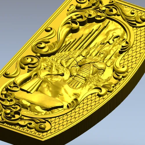 Рельефная панель "Богатырь и дружина" - 3D модель STL для ЧПУ
