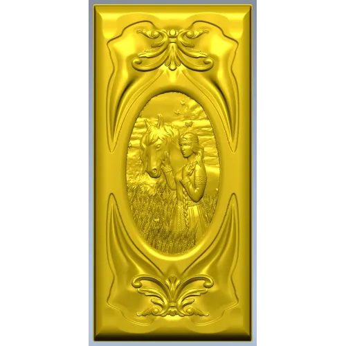 Decorative STL panel "White Rus: Maiden and Steed" - 3D model for CNC