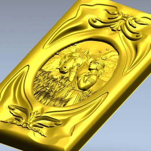 Decorative STL panel "White Rus: Maiden and Steed" - 3D model for CNC
