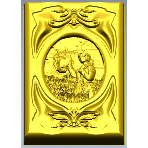 Decorative STL panel "White Rus: Maiden and Steed" - 3D model for CNC