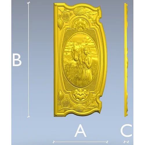 Девица и конь - 3D панно (STL) для ЧПУ
