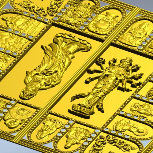 Двупанельное панно с Буддами - 3D модель в формате STL для ЧПУ