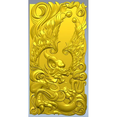 Winged Dragon High-Relief Panel STL