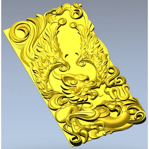 Winged Dragon High-Relief Panel STL