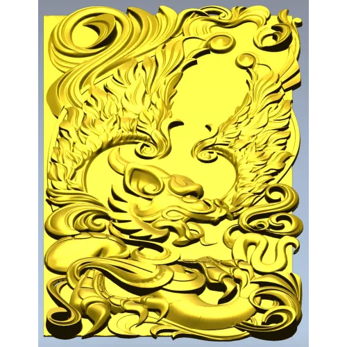 Winged Dragon High-Relief Panel STL