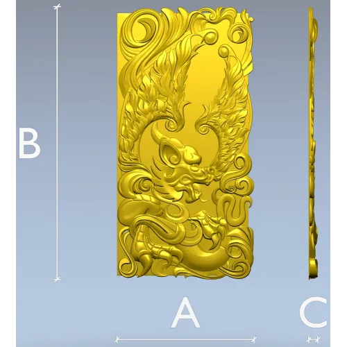 Winged Dragon High-Relief Panel STL