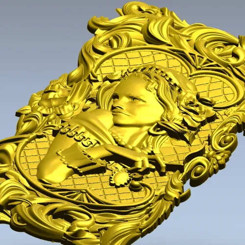 Рельефная панель "Дама в рококо" - 3D модель STL для ЧПУ