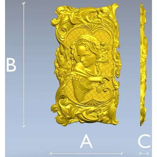 Рельефная панель "Дама в рококо" - 3D модель STL для ЧПУ