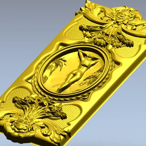 Elegant Rococo Medallion Relief STL