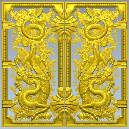 Резная панель "Драконы" - STL для ЧПУ