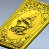 Парусник в картуше - декоративная панель STL для ЧПУ
