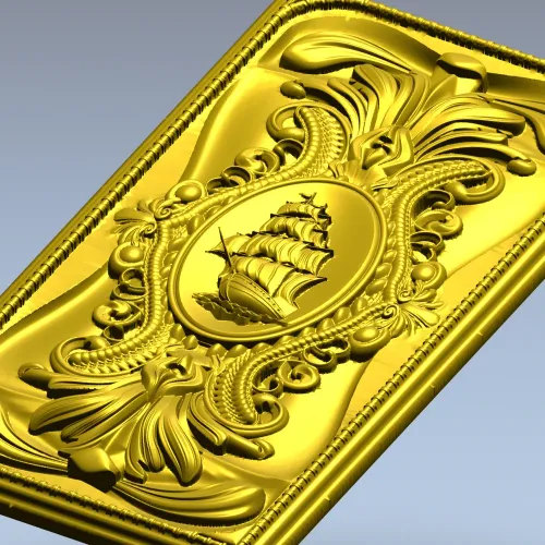 Картуш "Морской Корабль" - 3D модель STL для ЧПУ