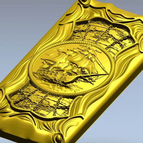STL модель панель с кораблём для ЧПУ - детализированная 3D модель stl для фрезера