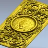 STL модель декоративной панели с львиным медальоном для ЧПУ
