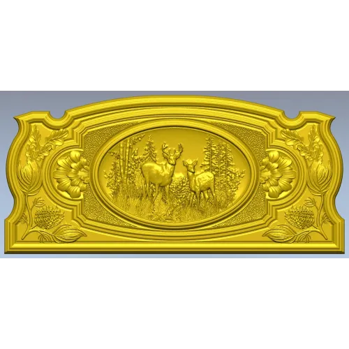 Forest Deer Medallion - STL 3D model for CNC router