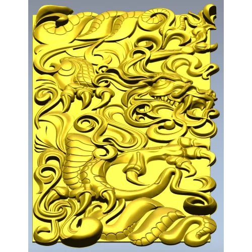 High-Relief Dragon Panel STL for CNC