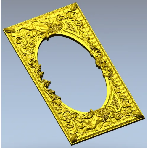 Baroque Griffin Oval Frame STL for CNC Relief