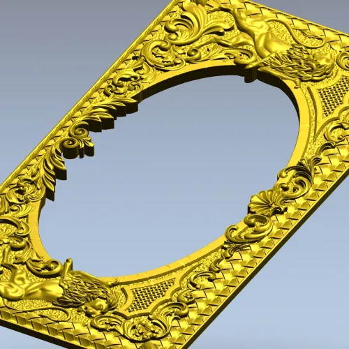 Baroque Griffin Oval Frame STL for CNC Relief