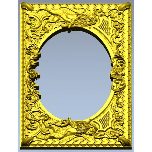 Baroque Griffin Oval Frame STL for CNC Relief