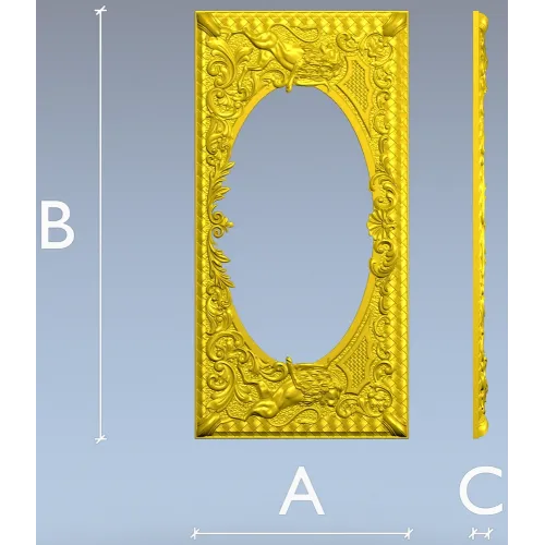 Baroque Griffin Oval Frame STL for CNC Relief