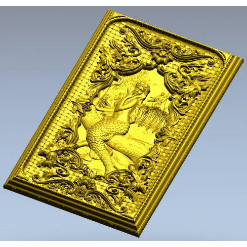 Mermaid Relief Panel STL - High-Relief Decorative Plaque for CNC