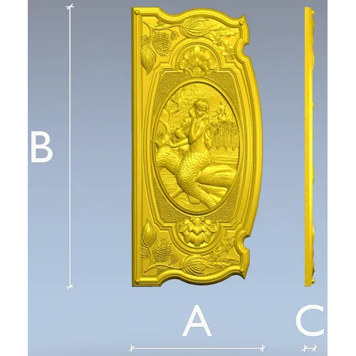 Seaside Nymph Panel - Mermaid Relief STL for CNC