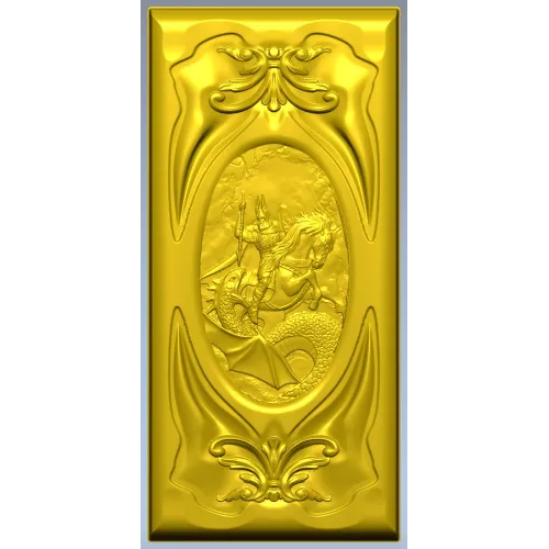 High-relief Dragon-Slayer Panel - STL 3D model for CNC