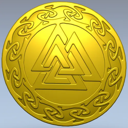 Valknut Medallion - STL 3D model for CNC milling