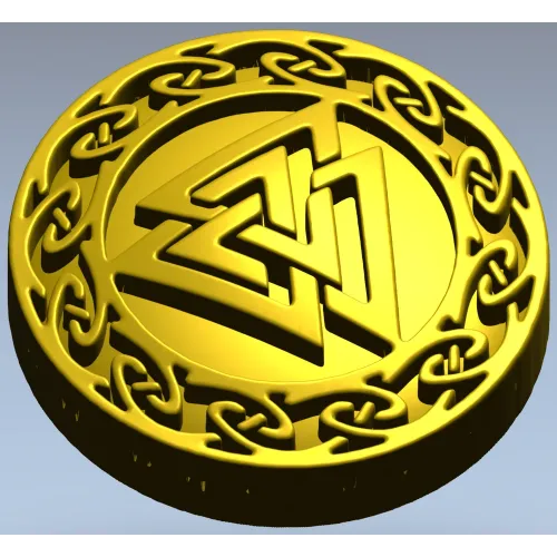 Valknut Medallion - STL 3D model for CNC milling