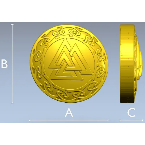 Valknut Medallion - STL 3D model for CNC milling