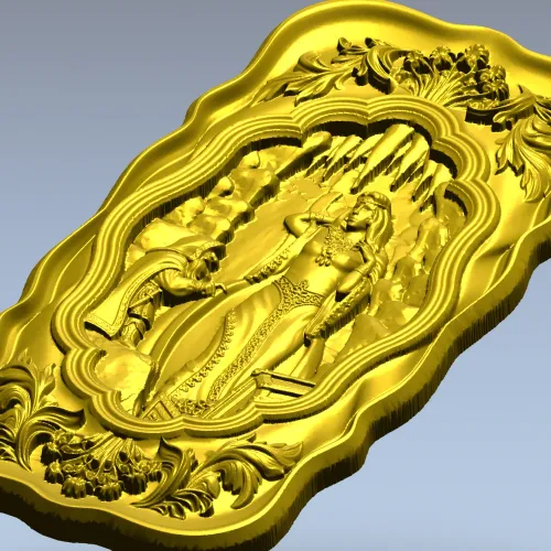 Рельефное панно "Фрея и гном" - 3D модель STL для ЧПУ