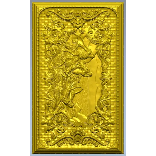 Freya with Sacred Cats - high-relief panel STL for CNC