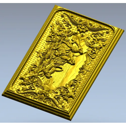 Freya with Sacred Cats - high-relief panel STL for CNC