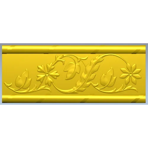 Floral Scroll Baguette - STL 3D model for CNC
