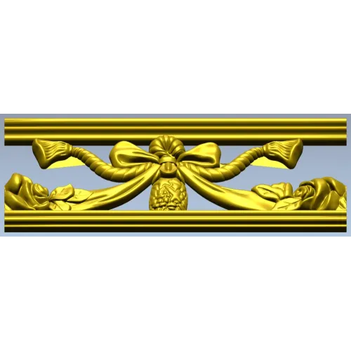 Резной багет с бантом и розами - STL для ЧПУ
