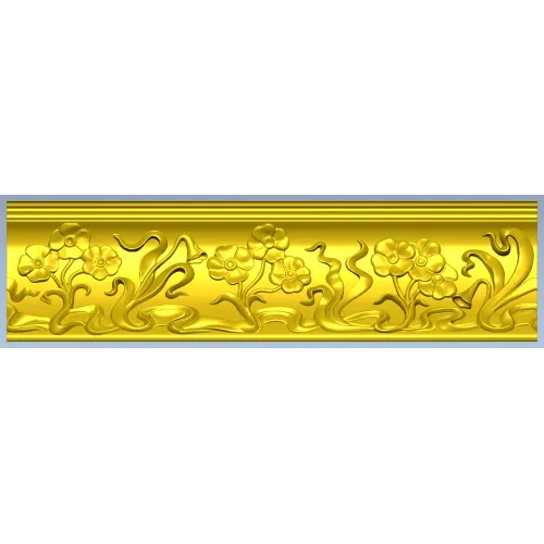 Резной багет с цветочным орнаментом - STL модель для ЧПУ