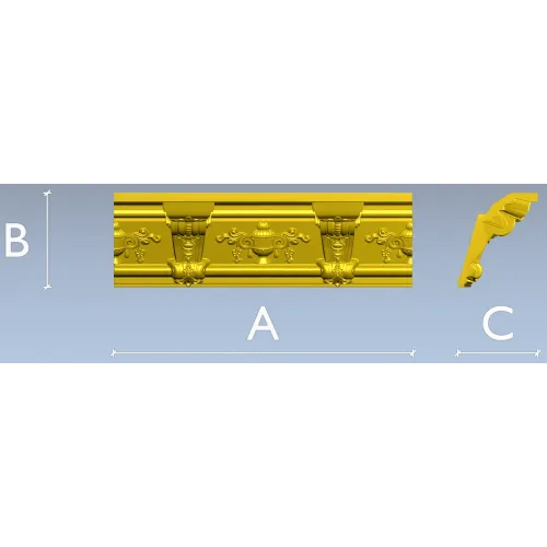 Багетный фриз с вазоном - 3D модель STL для ЧПУ